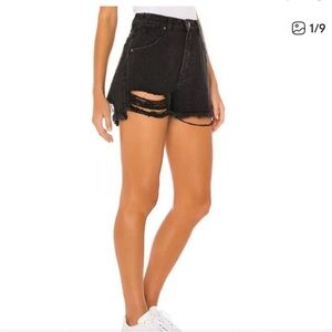 Rolla's Black Distressed Jean Shorts